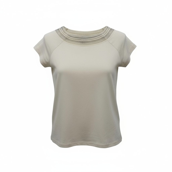 Ralph Lauren Cream Fitted Short Sleeve Tee - Picture 1 of 9